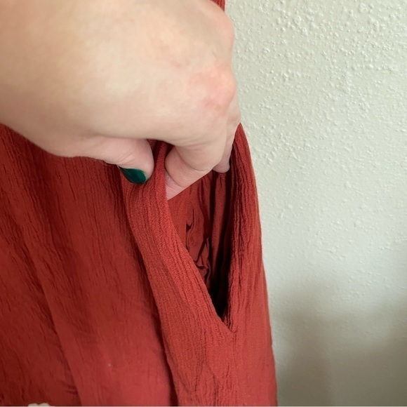 Abercrombie & Fitch | Embroidered Floral Boho Swing dress in Rust, Size M - Picture 5 of 16